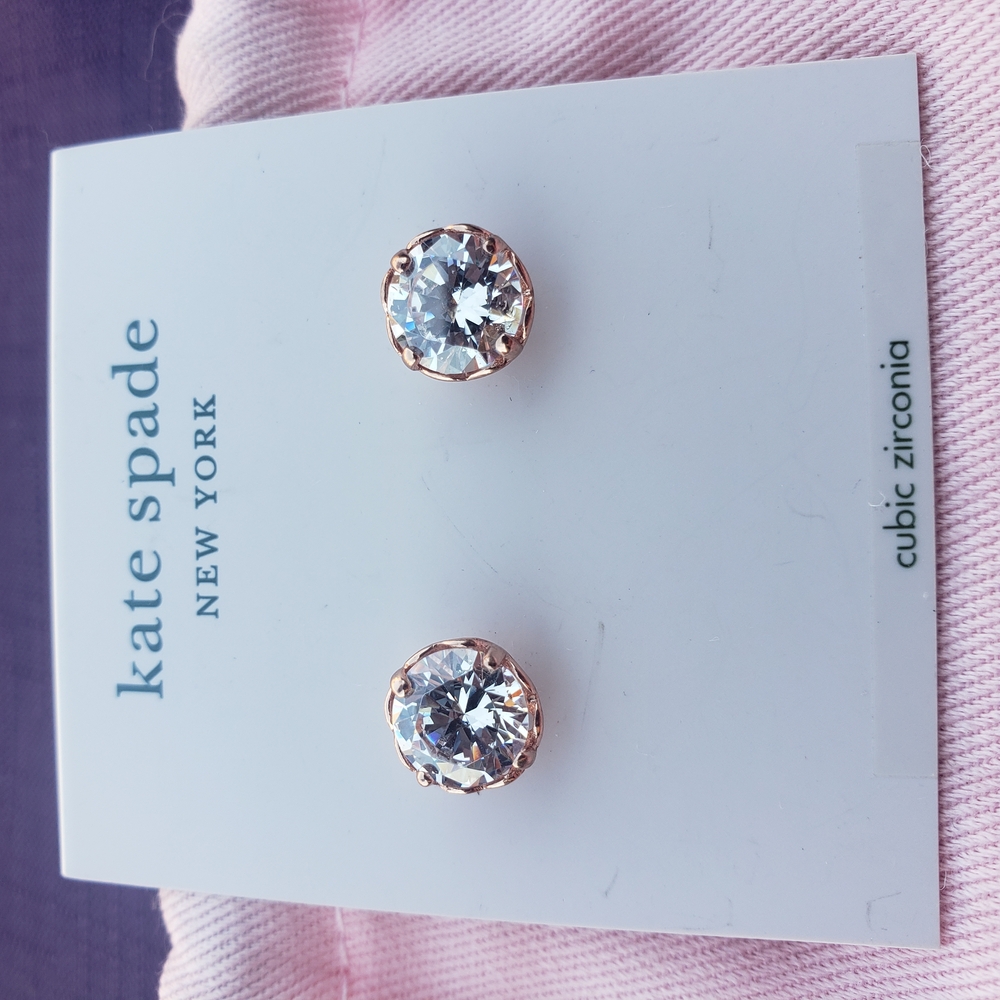Kate Spade Sparkling Cubic Zirconia Gum Drop Earrings Set In Rose Gold Tones